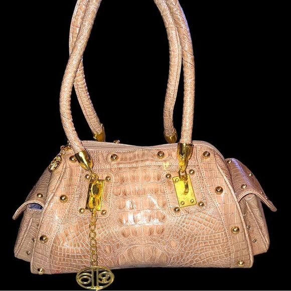 Calla brand beautiful tan faux croc satchel with gold hardware. New - Picture 1 of 10